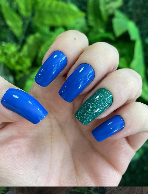 Azul com detalhe em brilho — Kah Studio Brooklin